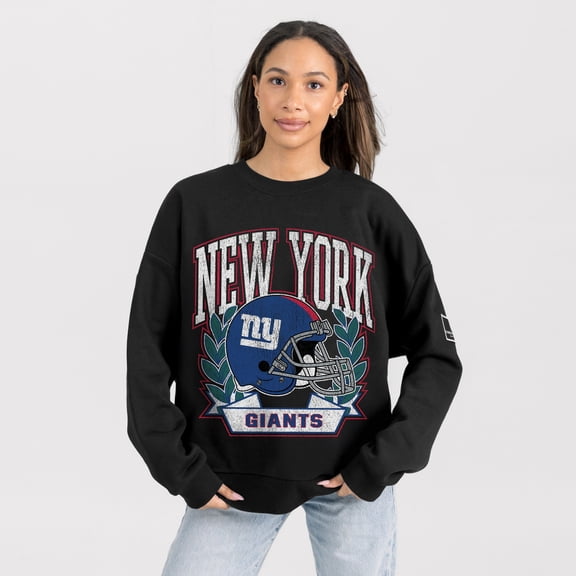 Women's Gameday Couture Black New York Giants Oversized Victory Lane Black Label Premium Fleece Sweatshirt