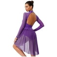 thumbnail image 4 of CHICTRY Robe de Danse Lyrique pour Femme, Froncée, Dos Nu, Robes de Patinage Artistique, Robe de Danse Moderne, Violet G, 4 of 5