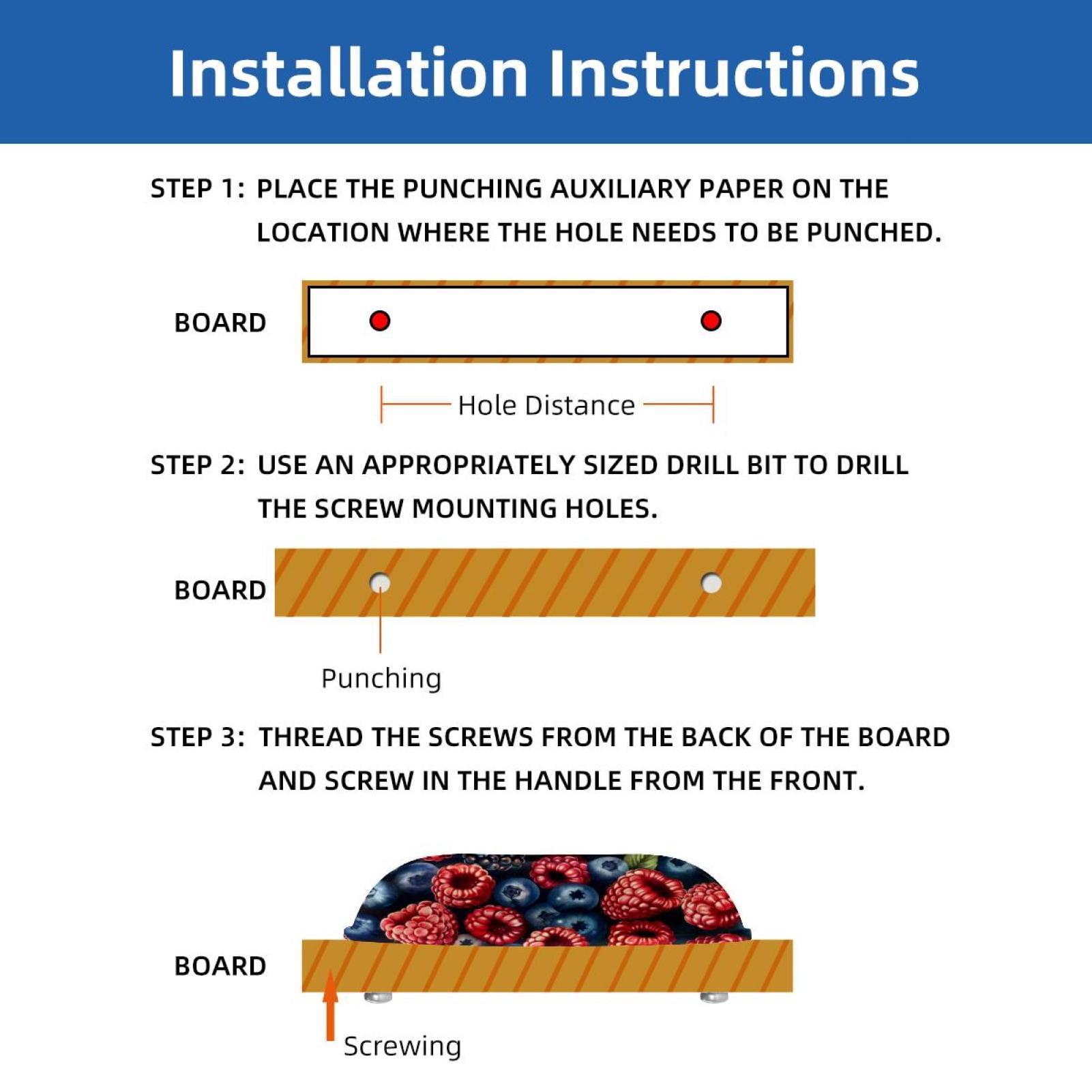 PhooArto 6 Pcs Cup Drawer Pulls, Fruits Blueberry Raspberry Pattern Shell Shape Handles Cabinet Knobs for Dresser Cupboard Closet Wardrobe with Screws