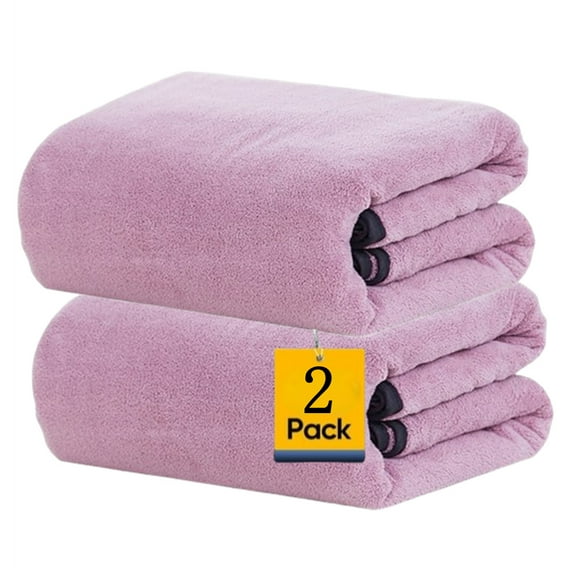 Bxaolu 2 Pack Premium Bath Towels Set, 27" x 55", Microfier Polyester, Lightweight and Highly Absorbent Quick Drying Towels, Perfect for Daily Use, Purple