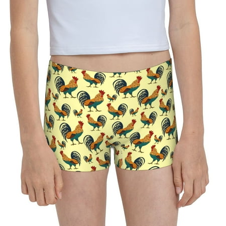 Pofeuu Roosters In Farm Print Soft Cotton Girls Boyshort panties Toddler Underwear-X-Small