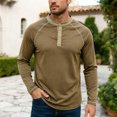 thumbnail image 2 of Akiihool Men Oversized T Shirt Mens T Shirt Long Sleeve Crew Neck Soft Fitted Tees Khaki,XL, 2 of 9