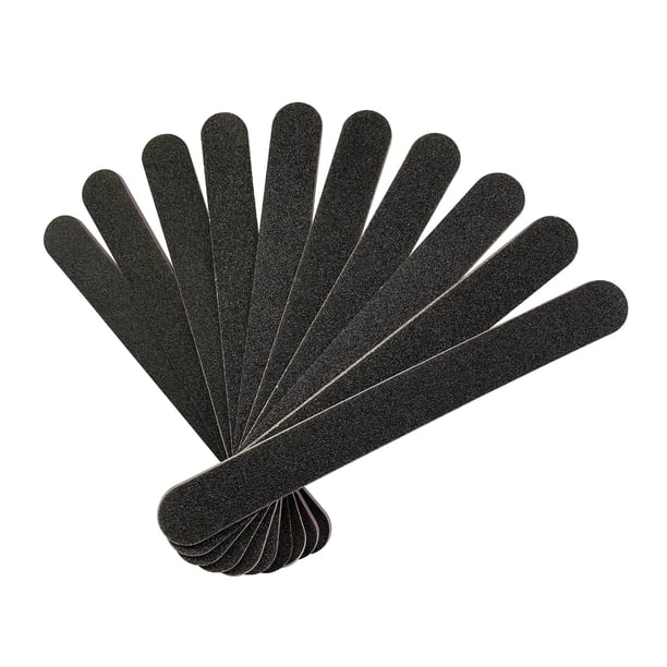 HeeYaa Lima de uñas 10 PCS Limas de uñas profesionales de doble cara de grano 100/180 Tablero de esmeril Herramienta de manicura pedicura negra y limas pulidoras de uñas