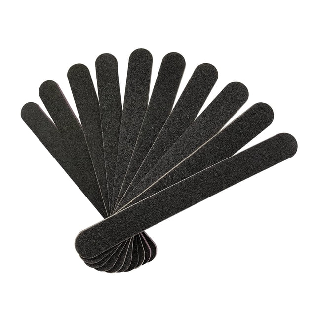 HeeYaa Lima de uñas 10 PCS Limas de uñas profesionales de doble cara de grano 100/180 Tablero de esmeril Herramienta de manicura pedicura negra y limas pulidoras de uñas