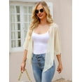 thumbnail image 2 of Weardear Womens Sheer Mesh Shrug Tie Front 3/4 Bell Sleeve Summer Cropped Bolero Cardigan, 2 of 6