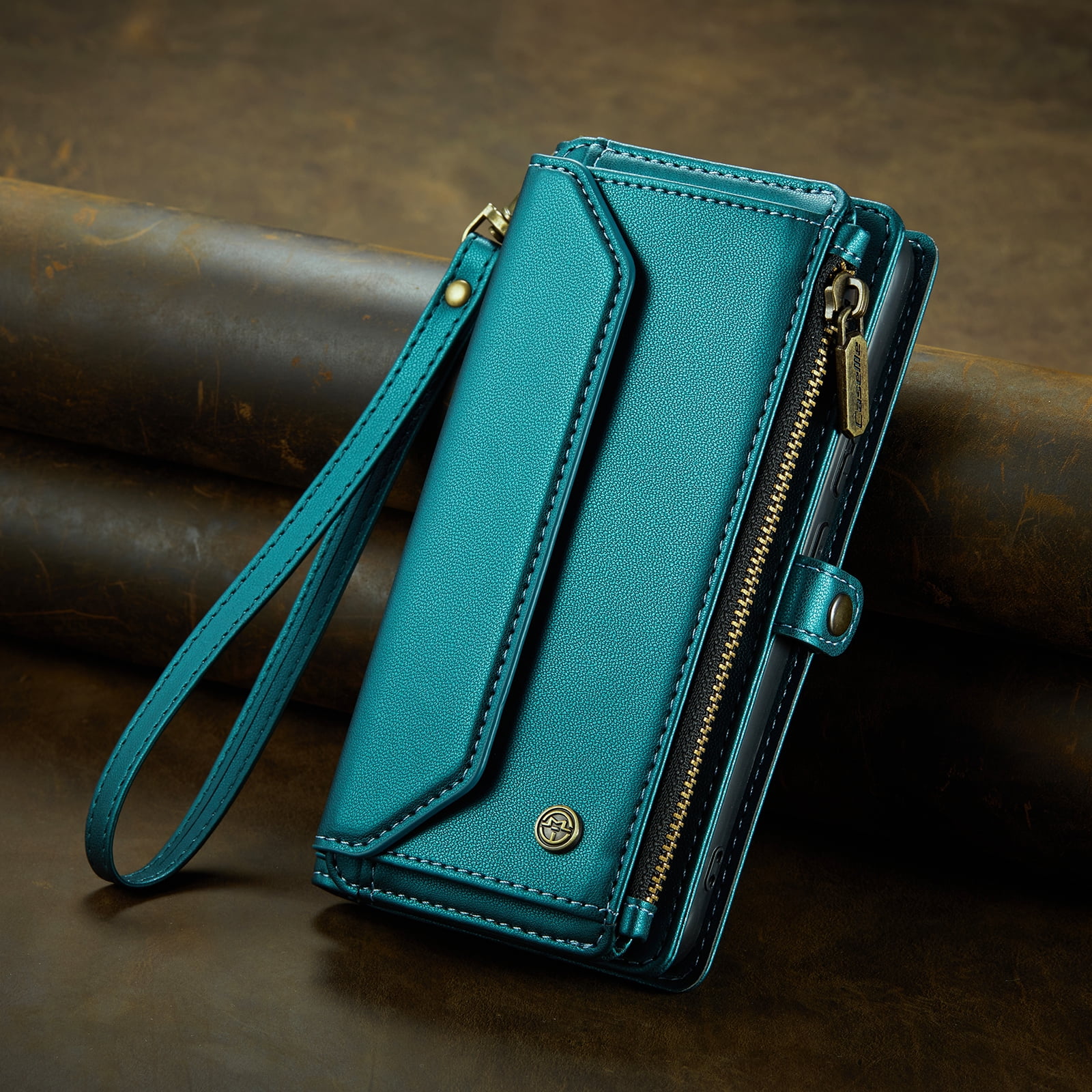 TECH CIRCLE Wallet Phone Case for Samsung Galaxy S24 (6.2") 2024 - Stylish Crossbody Phone Case with Shoulder/Wrist Straps, Lightweight PU Leather Cover with Card Slots & Pocket, Green