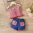 thumbnail image 2 of Mercatoo Girls' Summer Clothing Checkered Suspender Single Ruffle Tops and Shorts Baby Girl Daily Wear Outfit, 2 of 9