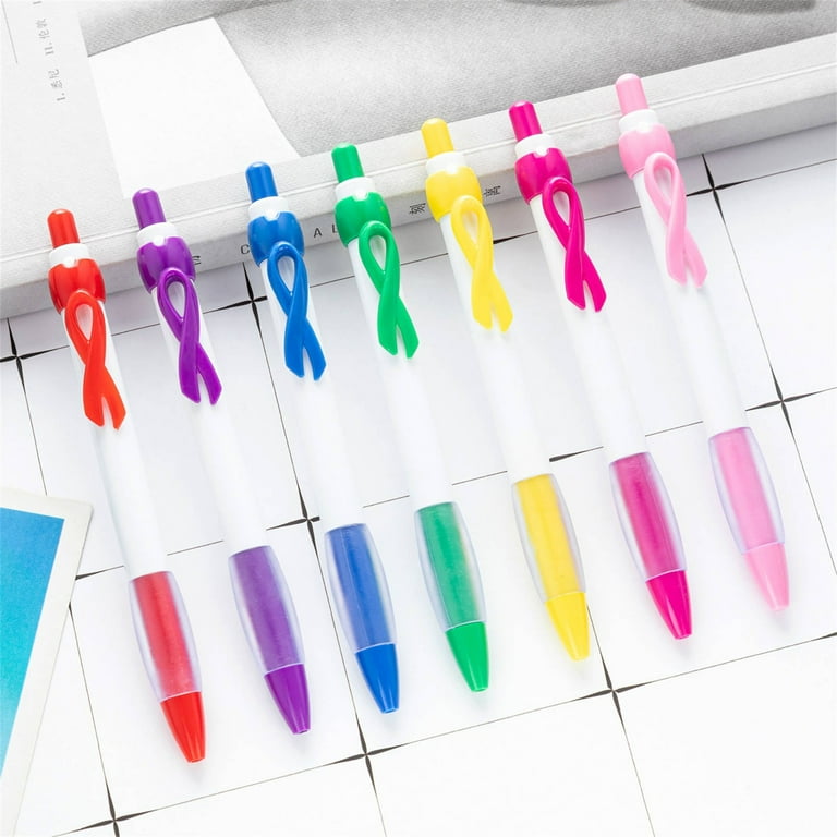 Tyeign Pen, 10 Pcs Ribbon Retractable Gel Roller Breast Cancer