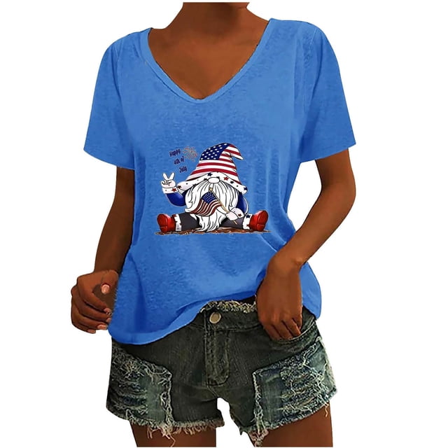 Camisetas de Cuello Redondo Impreso Gradiente de las Mujeres, Manga Corta Casual Top para el Uso Diario