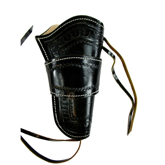Leather Holster Long Barrel Revolver Pistol Fit Snake Tooled Black - Right Hand