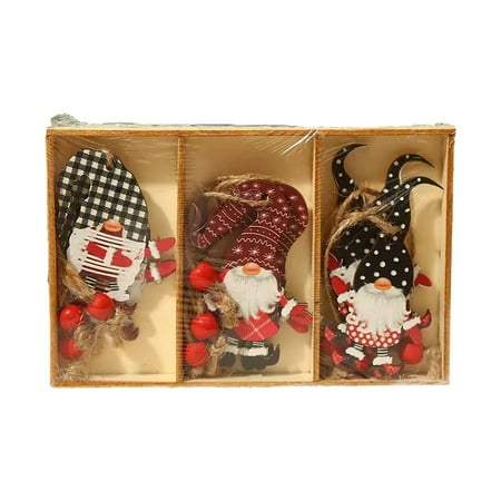 

Veki Christmas Supplies Home Decoration Props Painted Forest People Pendant Christmas Gifts Wooden Pendant Primitive Christmas Garland