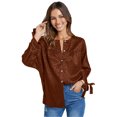 thumbnail image 2 of VISgogo Blusa de Mujer Leopardo Estampado Jacquard Botones Cuello Redondo Manga Larga Casual Camisas VISgogo moda, 2 of 9