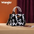 thumbnail image 5 of Wrangler Tote Bag Cow Print Western Satchel Bags for Women with Braided Rope Handle, Black, 5 of 7