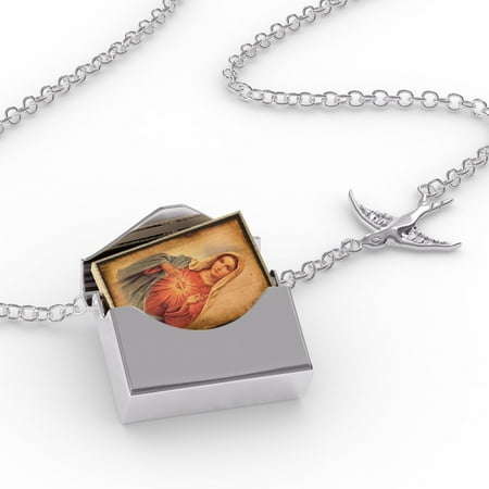 Locket Necklace Virgin Mary Maria Catholic religion in a silver Envelope Neonblond