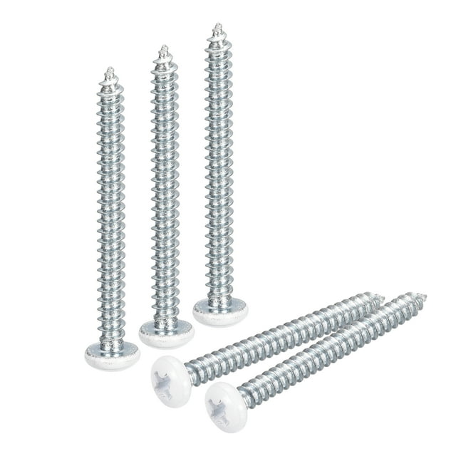 Unique Bargains Vis Blanches ST3.5x35mm Auto-Taraudeuses, Lot de 100 Vis à Tête de Poêle Phillips pour le Travail du Bois