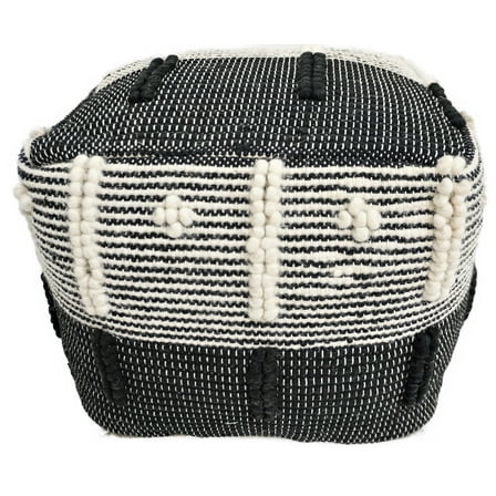 Home&Manor Wool Cotton Siena Cube Pouf