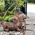 thumbnail image 4 of Zeckos Flying Wiener Dog Planter 18" Brown, With Drain Hole, Rustic Garden Decor, 4 of 11
