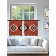 thumbnail image 4 of Triangle Combination Pattern Sheer Curtains 2 Panels Set Black Green Red Retro Decor Lihgt Filtering Rod Pocket Voile Drape, Semi Sheer Window Curtains for Bedroom Living Room, 52"x54", 4 of 5