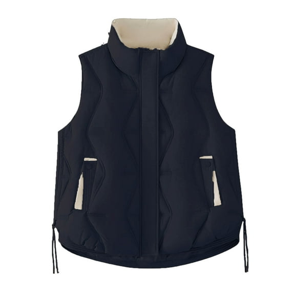 Fmbrln Puffer Vest for Women Full Zip Up Stand Collar Sleeveless Puffer Quilted Jackets Fall Winter Fashion Casual Padded Warm Coat with Pockets
