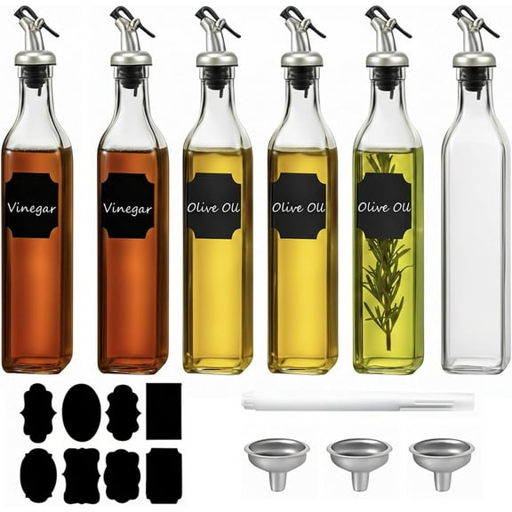 Glass Olive Oil Dispenser Bottle 17 OZ/500ml Oil Dispenser 6 Pack