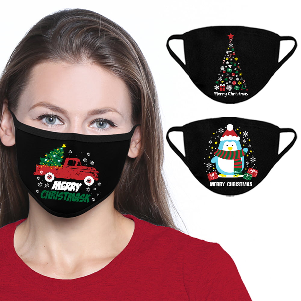 Christmas Printed Adults Washable Reusable Face Bandanas Breathable Multi-Purpose Facial Decorations Outdoors Work School 