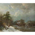 thumbnail image 2 of Barend Cornelis Koekkoek 17x15 Black Ornate Wood Framed Double Matted Museum Art Print Titled - Winter Landscape, Holland (1833), 2 of 5