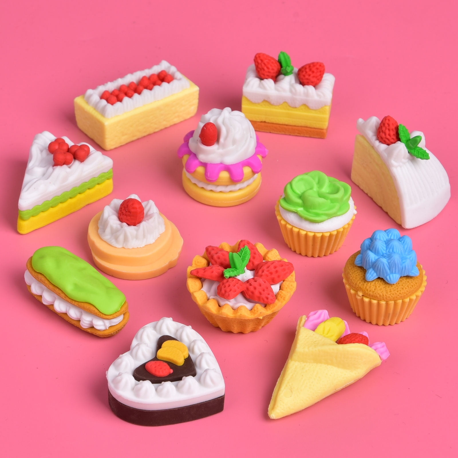 Fun Little Toys Confetti City 60 Pcs Assorted Themed Erasers,Mini Novelty  Food Erasers,Classroom Prizes,Party Favors,School Supplies,Birthday,Xmas