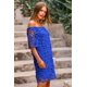 thumbnail image 4 of Vestido PRETTYGARDEN Mini Floral de Encaje Azul Oscuro con Hombros Descubiertos Talla L, 4 of 8