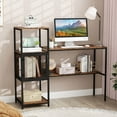 thumbnail image 2 of Costway Computer Desk with Bookshelf Large Wide Desktop Storage Shelves Metal Frame, 2 of 10