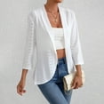thumbnail image 4 of Trendy Cardigans for Women Lightweight 3/4 Sleeve Bolero Shrugs Hollow-Out Eyelet Dressy Tops Spring Summer Fall (L, White), 4 of 7