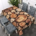 thumbnail image 2 of Yehwow Wooden Circular Shaped Oak Rectangle Tablecloth 52x70 Inch Table Cover for Kitchen Dining Party Picnic Decor, 2 of 4