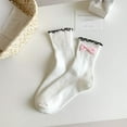 thumbnail image 2 of Fgnfyis Women's Socks with Bow Detail Crew Socks Socks Breathable Soft Socks for Girls Style White One Size, 2 of 4
