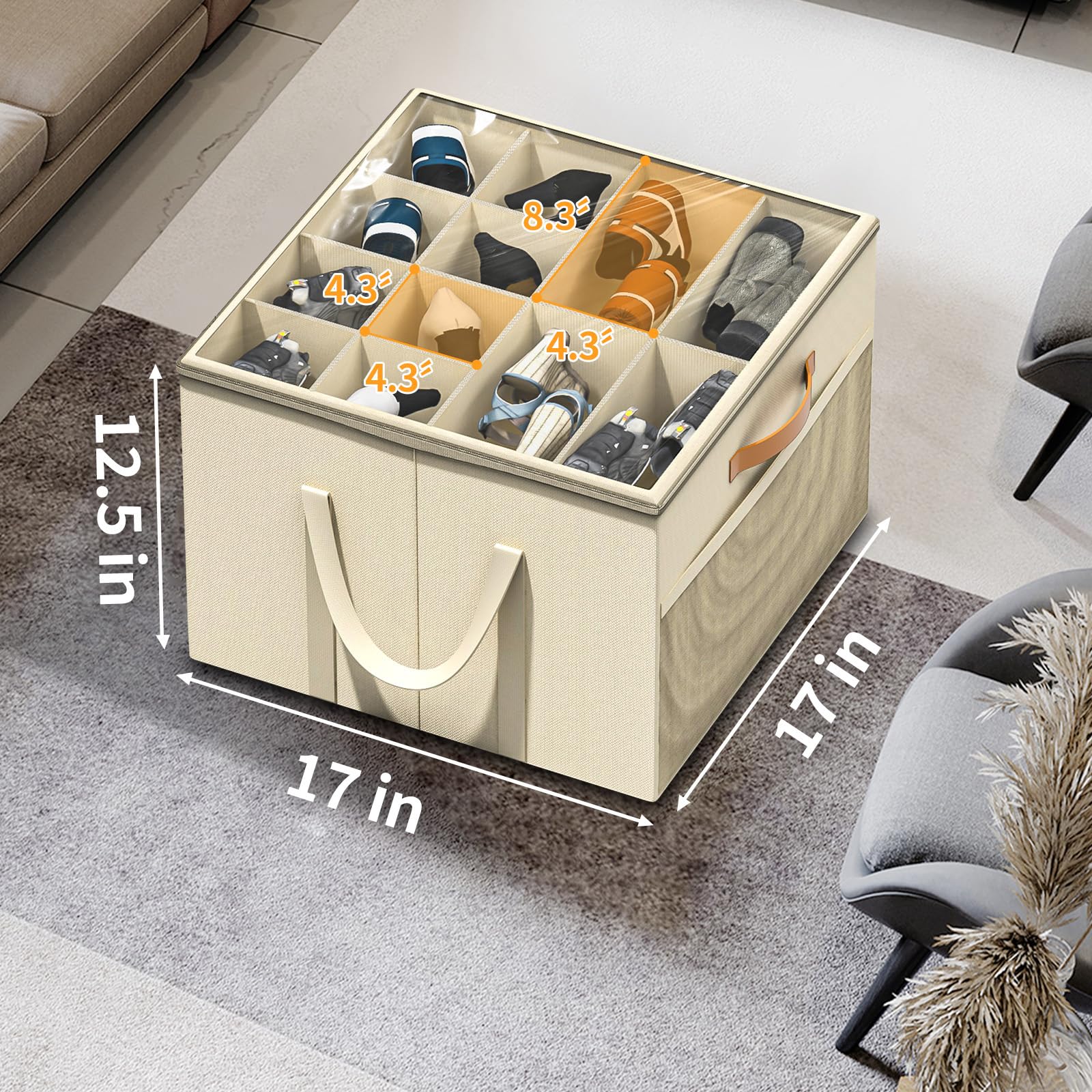 Aokeyee Shoe Storage Organizer 2-Pack, Beige photo 7