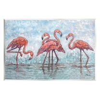 Stupell Industries Flamingos in Lagoon Impressionist Style Painting Unframed Art Print Wall Art, Design by Paul Brent