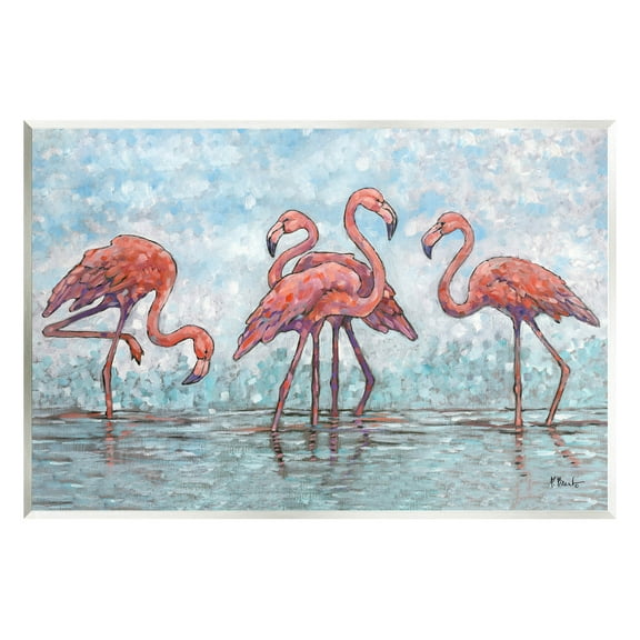 Stupell Industries Flamingos in Lagoon Impressionist Style Painting Unframed Art Print Wall Art, Design by Paul Brent