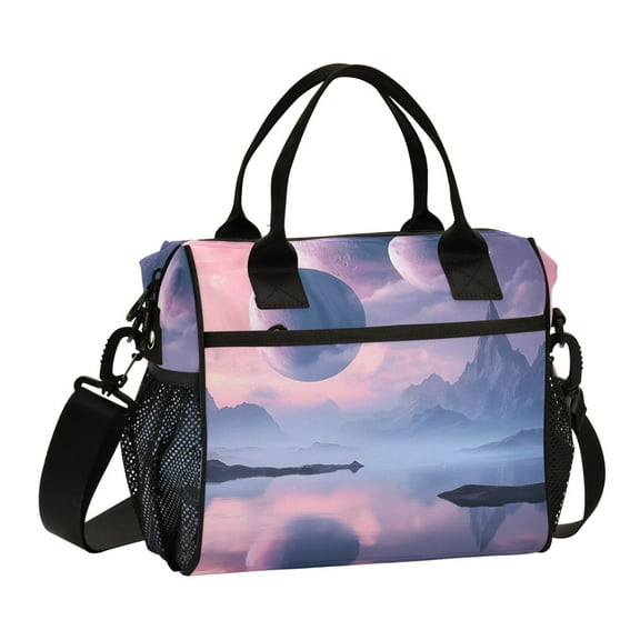 Lunch Bag Insulated Lunch Box Leakproof Reusable Cooler Tote Adjustable Shoulder Strap for Men Women Beautiful Alien Landscape 9L