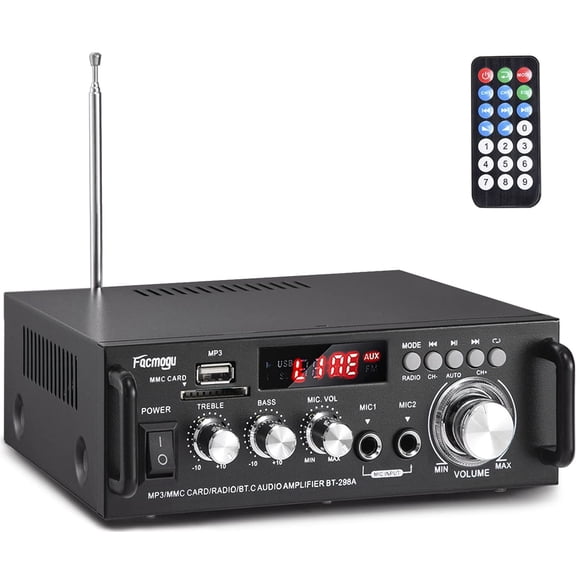 Amplificador Facmogu 298A Max 300 Wx2 Bluetooth 5.0 de 2 canales