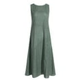 thumbnail image 4 of JUNWELL Robe Décontractée Sans Manches à Rayures pour Femmes Col Rond en Lin avec Poches Robe Longue Petite Printemps Maxi Robes pour Femmes Manches Courtes Robe Midi Robe de Sport pour Femmes Robes Décontractées d'Automne, 4 of 9