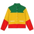 thumbnail image 4 of Jackets for Women Winter Coat Jackets Flannel Stand Collar Jacket(Ethiopian Flag,Size:S-4XL), 4 of 7