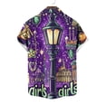 thumbnail image 6 of UVEASISHA Men's Holiday Button Down Shirt New Orleans Short Sleeve Lapel Collar Mardi Gras Shirts Big and Tall Fashion Carnival Party Shirt Purple#1 XL, 6 of 6