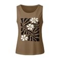 thumbnail image 4 of Wang6 Womens Plus Size Loose Fit Tank Tops Causal Sleeveless Floral Printed Tops Summer Crew Neck Graphic Tshirts Coffee XXL, 4 of 4