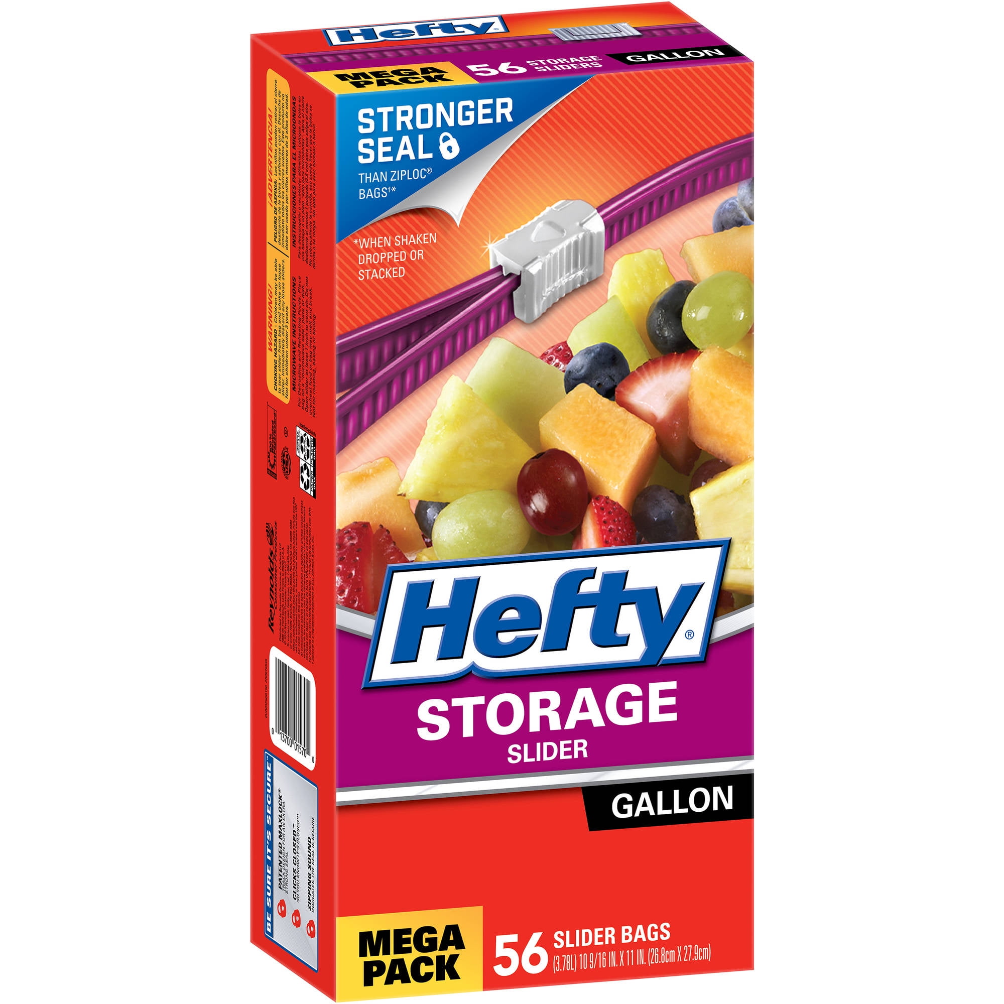 Hefty Slider 1 Gallon Storage Bags, 56 Count