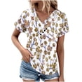 thumbnail image 1 of Tops de Algodón para Mujeres Cuello en V Moda Casual Manga Corta Primavera Verano Top para el Hogar Y Diario, 1 of 6