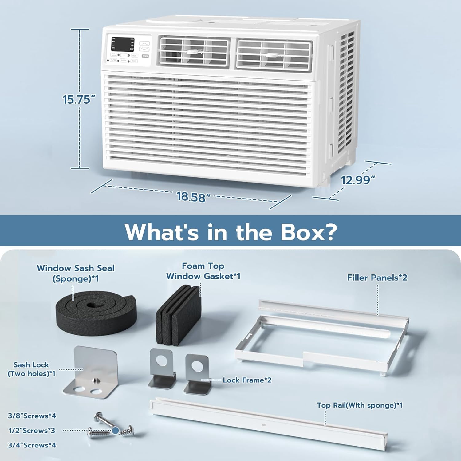 KISSAIR 10,000 BTU 115V U Shaped Window Air Conditioner, for Small Room AC Unit air conditioner Easy Installation, Cools up to 450 Sq. Ft