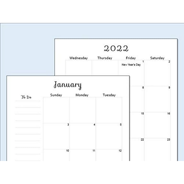 Planner Inserts, 2022 Monthly Brief Calendar Planner Inserts