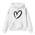 thumbnail image 4 of Girls Hoodie Kids Heart Printed White Hoodie Long Sleeve Lightweight Pullover Tops Loose Sweatshirt Fall Winter Clothes Girls 3T Clothes, 4 of 5