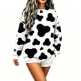 thumbnail image 4 of Women's Cow Print Round Neck Long Sleeve Pullover Hoodie Sweatshirt, 4 of 5