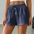 thumbnail image 2 of Hurxie Women's Wide Leg Shorts Drawstring Elastic Waist Vacation Casual Shorts Navy,2XL, 2 of 6
