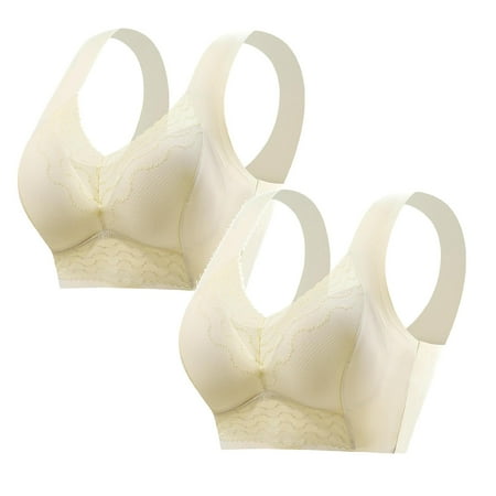 LUOGENLI Women Bras Push up Plus Size Women s Front Side Buckle Lace Edge without Steel Ring Movement Seamless Gathering Adjustment Yoga Sleep Large Bra 2Pcs Women Bralette Sexy XXXL