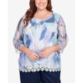thumbnail image 4 of Alfred Dunner Womens Plus-Size Floral Mesh 3/4 Sleeve Top, 4 of 6